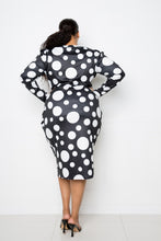 Load image into Gallery viewer, Polka Dot Drop Waist Ruched Midi Dress