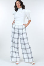 Load image into Gallery viewer, High Waist Plaid Print Wide Leg Pants