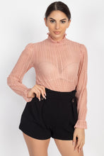 Load image into Gallery viewer, Ruffle Mock Neck Lace Top