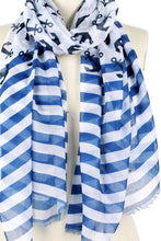 Load image into Gallery viewer, Fashion Anchor And Stripe Print Scarf
