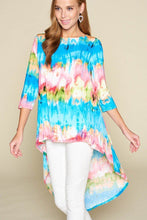 Load image into Gallery viewer, Tie-dye Venechia High Low Fashion Top With 3/4 Sleeves