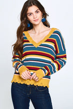 Load image into Gallery viewer, Multi-colored Variegated Striped Knit Sweater