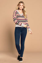 Load image into Gallery viewer, Multi-colored Variegated Striped Knit Sweater