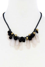 Load image into Gallery viewer, Black And Gold Balls With Tassel Statement Necklace