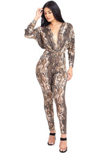 Load image into Gallery viewer, Animal Print Dolman Sleeve Jumpsuits