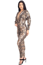 Load image into Gallery viewer, Animal Print Dolman Sleeve Jumpsuits