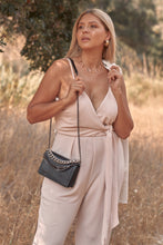 Load image into Gallery viewer, Plus Size Stone Blush Pink Sleeveless Self-tie Wrap Detail Deep Plunge V-neck Jumpsuit