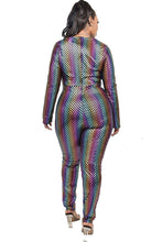 Load image into Gallery viewer, Plus Sequin Striped Surplice Jumpsuit