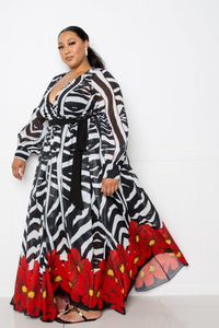 Zebra Printed Maxi Dress