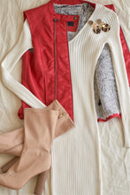 Load image into Gallery viewer, Red Vegan Leather Faux Fur Lining Triple Zip-up Detail Moto Vest