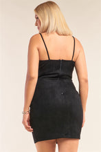 Load image into Gallery viewer, Plus Size Suede Sleeveless Fitted Square Neck Mini Dress