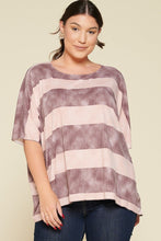 Load image into Gallery viewer, Stripe Printed Pleated Blouse Featuring A Boat Neckline And 1/2 Sleeves