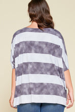 Load image into Gallery viewer, Stripe Printed Pleated Blouse Featuring A Boat Neckline And 1/2 Sleeves