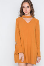 Load image into Gallery viewer, Long Sleeve V-cut Out Solid Mini Dress