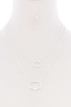 Load image into Gallery viewer, 2 Layered Chain Oval Pendant Metal Necklace Earring Set