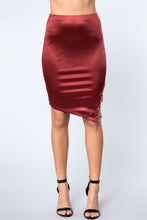 Load image into Gallery viewer, Jewel Strap Satin Midi Skirt