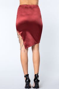 Jewel Strap Satin Midi Skirt