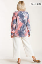 Load image into Gallery viewer, Tie-dye Button Front Long Raglan Sleeve Top With Raw Hem