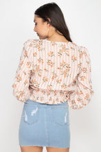 Load image into Gallery viewer, Floral Shadow Stripe V-neck Top