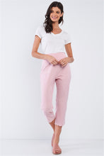 Load image into Gallery viewer, Red &amp; White Striped High Waist Scalloped Hem Summer Capri Pants