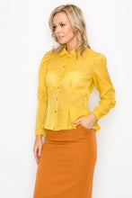 Load image into Gallery viewer, Organza Pleated Long Sleeve Blouse