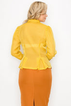 Load image into Gallery viewer, Organza Pleated Long Sleeve Blouse
