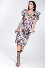 Load image into Gallery viewer, Puff Sleeve Bodycon Print Dress