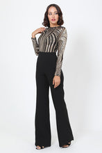 Load image into Gallery viewer, Sophisticated Gold Sequins Bodice Jumpsuit