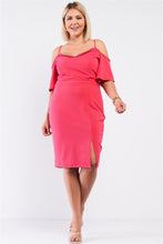 Load image into Gallery viewer, Plus Coral Pink Off-the-shoulder Silver Ball Beaded Hem Mini Dress