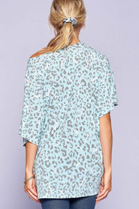 Leopard And Letter Printed Knit Top