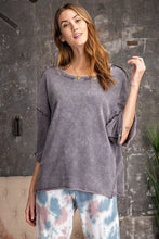 Load image into Gallery viewer, 3/4 Slvs Mineral Washed Terry Knit Boxy Top