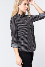 Load image into Gallery viewer, 3/4 Roll Up Slv Stripe Print Shirt