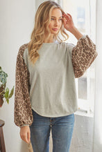 Load image into Gallery viewer, Leopard Solid Long Sleeve Top