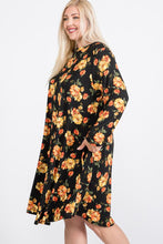 Load image into Gallery viewer, Floral Mock Neck Hidden Pocket Round Hem Midi Dress