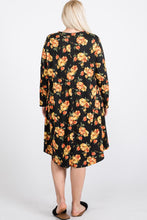 Load image into Gallery viewer, Floral Mock Neck Hidden Pocket Round Hem Midi Dress