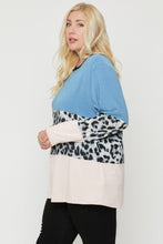 Load image into Gallery viewer, Plus Size Color Block Top Featuring A Leopard Print Top