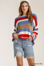 Load image into Gallery viewer, Multicolored Stripe Round Neck Long Sleeve Knit Sweater