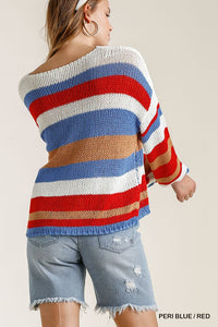 Multicolored Stripe Round Neck Long Sleeve Knit Sweater