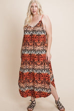 Load image into Gallery viewer, Plus Size Tie Dye Ombre Damask Print Anna Print Cami Maxi Dress