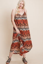 Load image into Gallery viewer, Plus Size Tie Dye Ombre Damask Print Anna Print Cami Maxi Dress