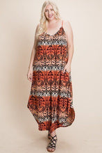 Load image into Gallery viewer, Plus Size Tie Dye Ombre Damask Print Anna Print Cami Maxi Dress