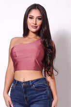 Load image into Gallery viewer, Sleeveless One Shoulder Bustier Crop Top