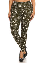 Load image into Gallery viewer, Skulls And Bones Graphic Printed Knit Legging With Elastic Waist Detail. High Waist Fit.