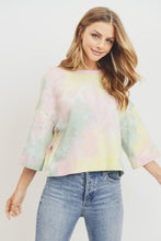 Load image into Gallery viewer, Tie Dyed 3/4 Sleeve Round Neck Top