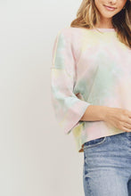 Load image into Gallery viewer, Tie Dyed 3/4 Sleeve Round Neck Top