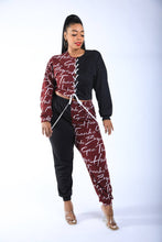 Load image into Gallery viewer, Color Blocked Lace Up Front Jogger Set