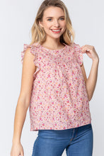 Load image into Gallery viewer, Ruffle Sleeveless Print Woven Top