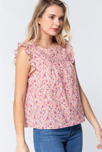 Load image into Gallery viewer, Ruffle Sleeveless Print Woven Top