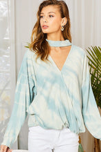 Load image into Gallery viewer, Chocker Neck Surplice Hi-lo Tie-dye Top