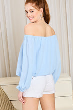 Load image into Gallery viewer, Off Shoulder Long Bubble Sleeve Solid Top